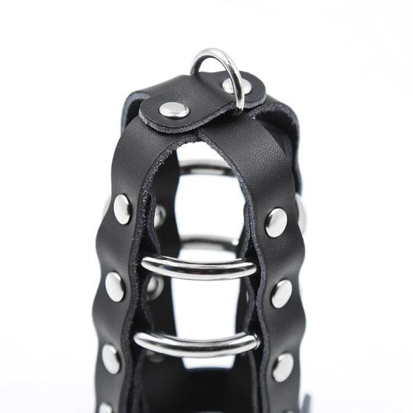 OHMAMA FETISH - LEATHER SHEATH WITH METAL RINGS AND PADLOCK 7